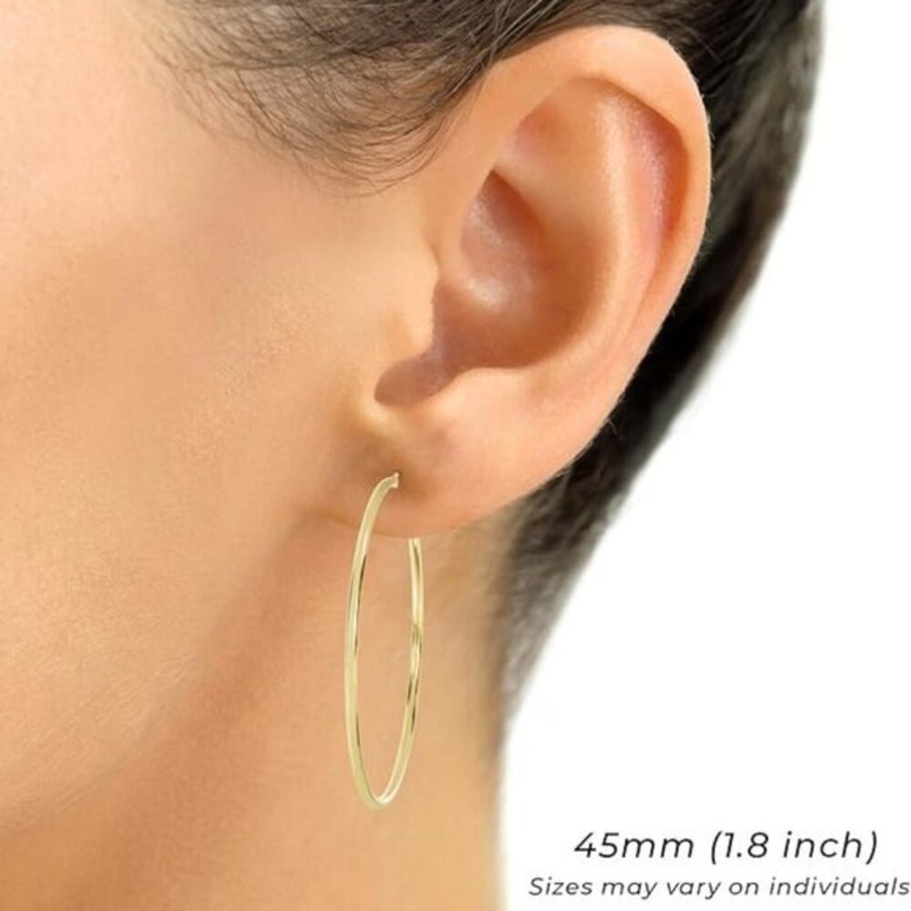10k real Gold Large 1 3/4” plain Hoop Earrings 45mm
